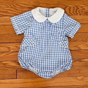 Cecil and Lou Boys Bubble Romper blue gingham size 2T